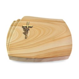 Grabstein Paris/Woodland Kreuz/Rose (Bronze)