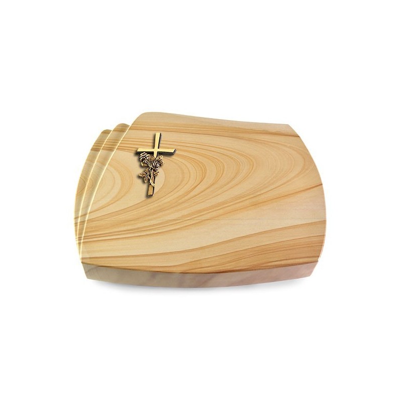 Grabstein Paris/Woodland Kreuz/Rose (Bronze)