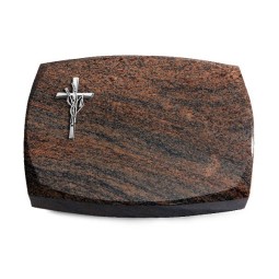 Grabstein Roma/Multicolor-Rot Kreuz/Ähren (Alu)