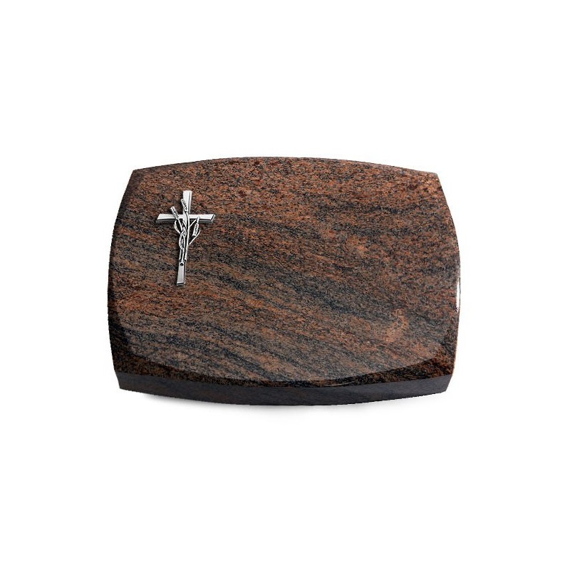 Grabstein Roma/Multicolor-Rot Kreuz/Ähren (Alu)
