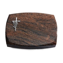 Grabstein Roma/Multicolor-Rot Kreuz/Rose (Alu)