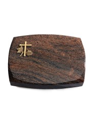 Grabstein Roma/Multicolor-Rot Kreuz 1 (Bronze)