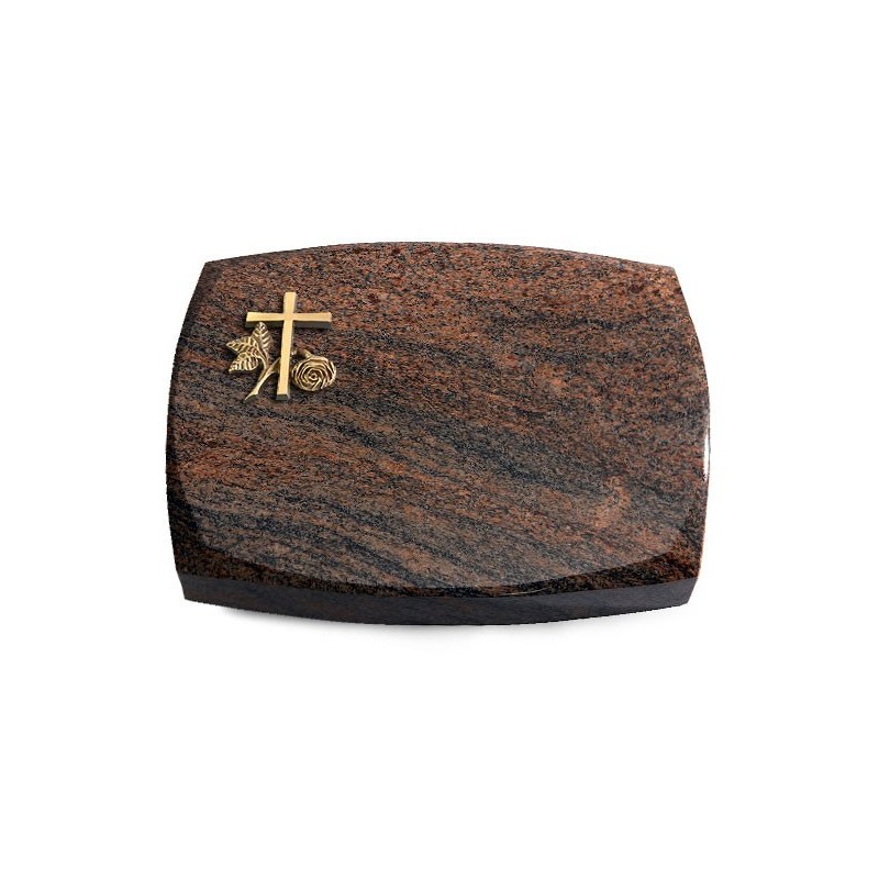 Grabstein Roma/Multicolor-Rot Kreuz 1 (Bronze)