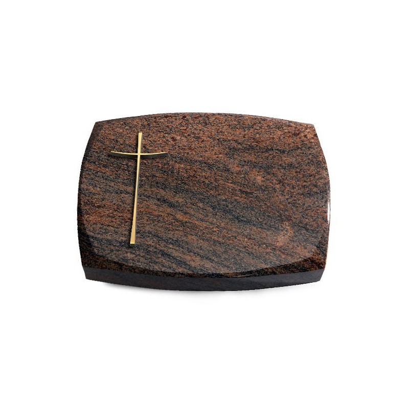 Grabstein Roma/Multicolor-Rot Kreuz 2 (Bronze)