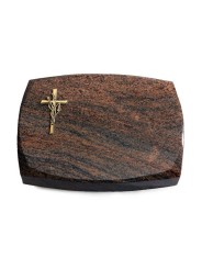 Grabstein Roma/Multicolor-Rot Kreuz/Ähren (Bronze)