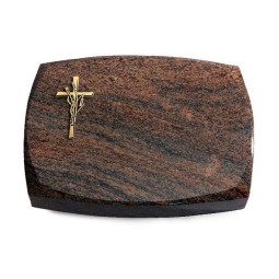 Grabstein Roma/Multicolor-Rot Kreuz/Ähren (Bronze)