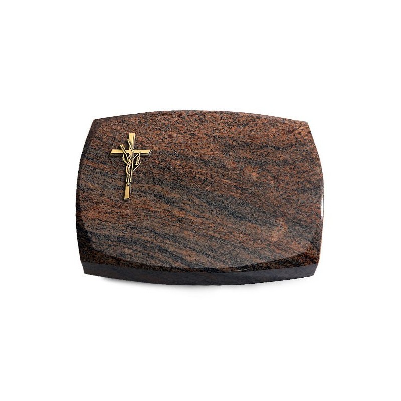 Grabstein Roma/Multicolor-Rot Kreuz/Ähren (Bronze)