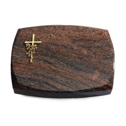 Grabstein Roma/Multicolor-Rot Kreuz/Rose (Bronze)