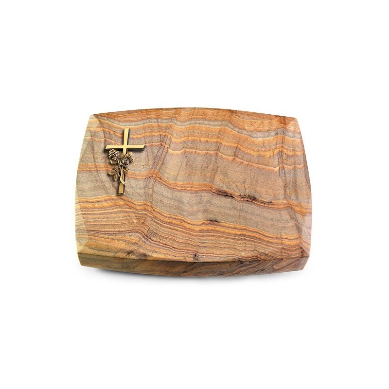 Grabstein Roma/Rainbow Kreuz/Rose (Bronze)