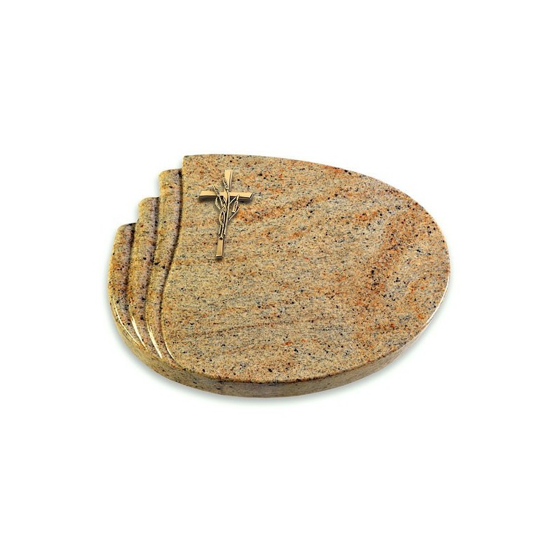 Grabstein Waves/Kashmir Kreuz/Ähren (Bronze)