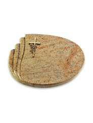 Grabstein Waves/Kashmir Kreuz/Rose (Bronze)