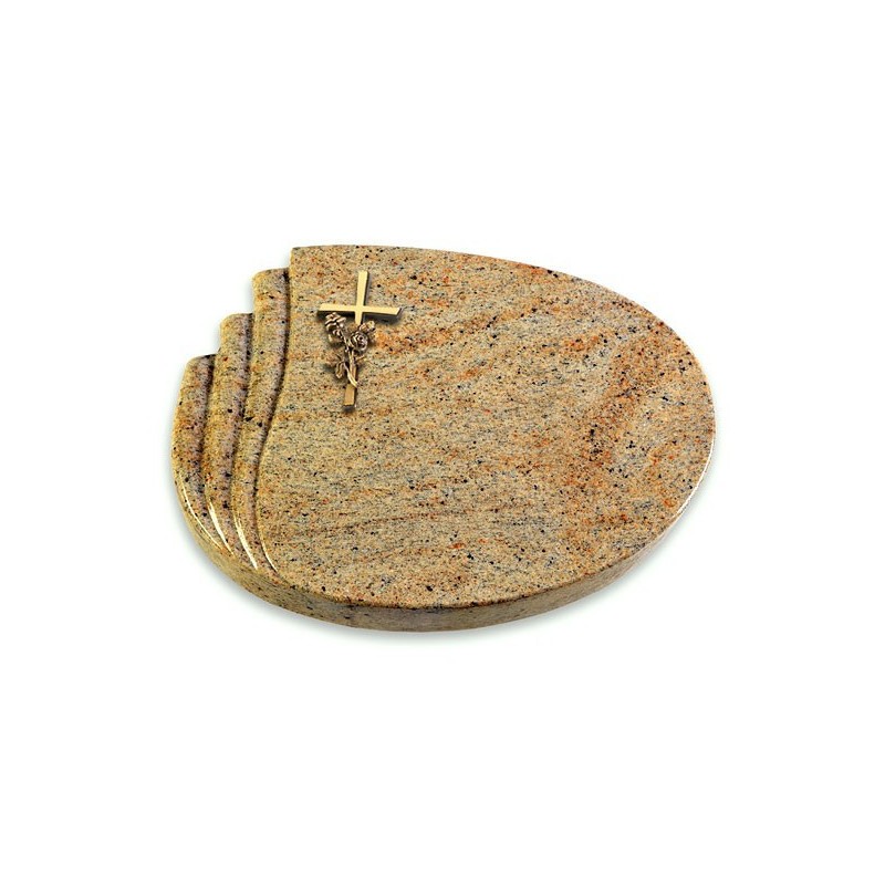 Grabstein Waves/Kashmir Kreuz/Rose (Bronze)