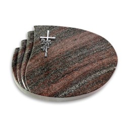 Grabstein Waves/Paradiso Kreuz/Rose (Alu)