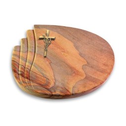 Grabstein Waves/Rainbow Kreuz/Ähren (Bronze)