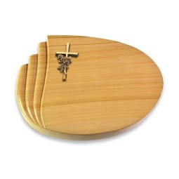 Grabstein Waves/Woodland Kreuz/Rose (Bronze)