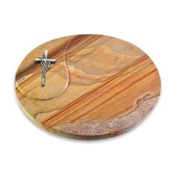 Grabstein Yang/Rainbow Kreuz/Ähren (Alu)