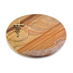 Grabstein Yang/Rainbow Kreuz/Rose (Bronze)