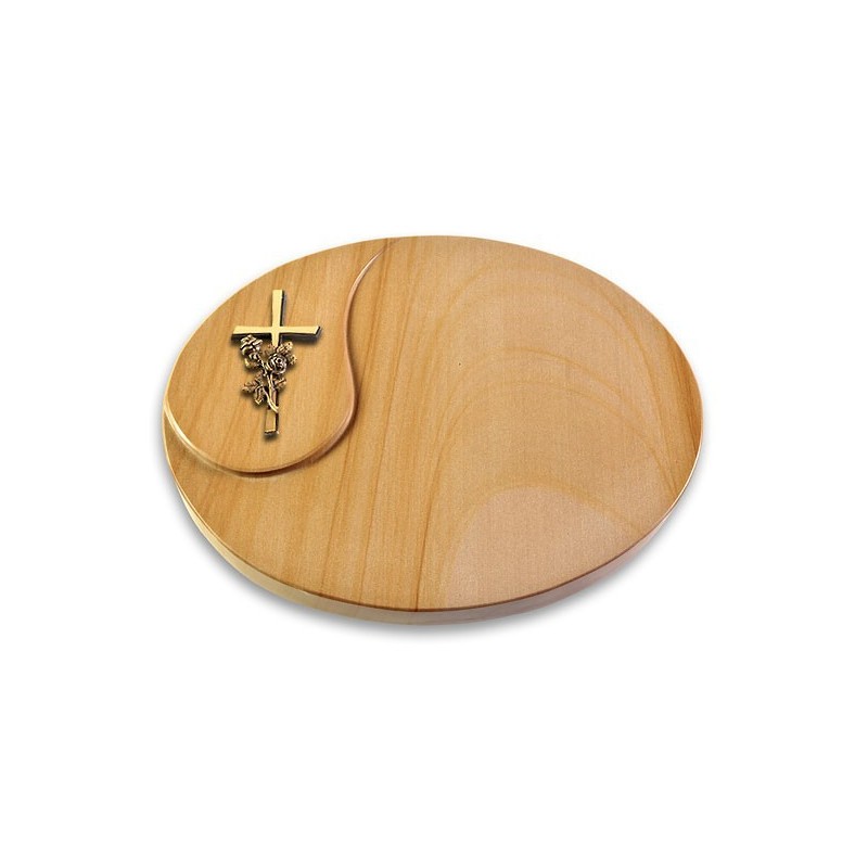 Grabstein Yang/Woodland Kreuz/Rose (Bronze)